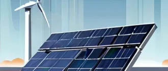 Дом с солнечными панелями на крыше и ветроустановкой на участке, графики мощности
