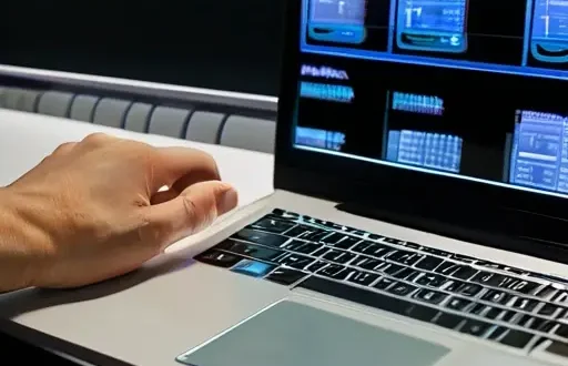 Редактор монтирует видео за рабочим столом с ноутбуком и монтажной программой на экране