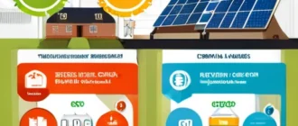 Инфографика, показывающая пути повышения энергоэффективности зданий, промышленности и использования возобновляемых источников энергии