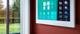 Инфографика системы автоматизации отопления и вентиляции, показывающая датчики, контроллеры и механизмы интеграции в умном доме