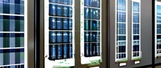 Современная автоматизированная система управления зданием с IoT-устройствами, датчиками и энергосберегающими технологиями.